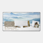 家族写真のコラージュとカスタムの家族名 デスクマット (キーボード&マウス)