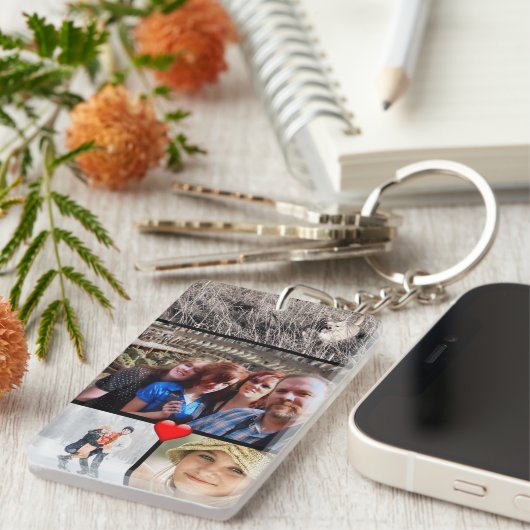 家族写真のコラージュのハート キーホルダー (正面右)