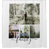 家族写真のコラージュのパーソナライズな4写真テンプレート シャワーカーテン (正面)