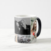 家族写真のコラージュの名字の黒板 モーフィングマグカップ (正面右)