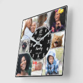 家族写真のコラージュのInstagramの写真の楕円形の名前B スクエア壁時計 (傾斜)