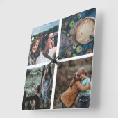 家族写真のコラージュのInstagramの写真の記念品 スクエア壁時計 (傾斜)