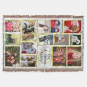 家族写真のコラージュは14の写真金ゴールドの簡単に大理石模様をつけます スローブランケット (正面)