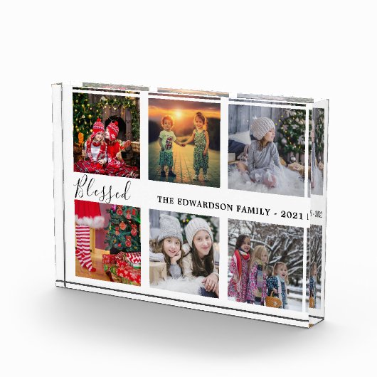 家族写真のコラージュファミ賛美リ名のスクリプト フォトブロック (右)