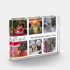 家族写真のコラージュファミ賛美リ名のスクリプト フォトブロック