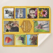 家族写真のコラージュ10は|の蜜蜂のテーマを描きます シェルパブランケット (正面(横))