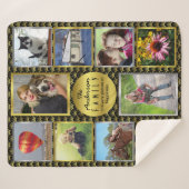 家族写真のコラージュ10は|の黒い金ゴールドDecoを描きます シェルパブランケット (正面(横))