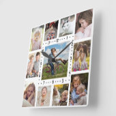 家族写真のコラージュ11のInstagramの写真|の白 スクエア壁時計 (傾斜)