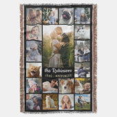 家族写真のコラージュ15の写真 + 一流の黒い簡単 スローブランケット (正面縦)