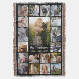 家族写真のコラージュ15の写真 + 一流の黒い簡単 スローブランケット