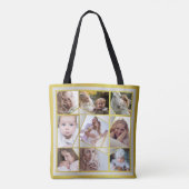 家族写真のコラージュ18のInstagram Picの金ゴールドの銀 トートバッグ (裏面)