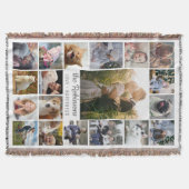 家族写真のコラージュ19の写真 + 一流の灰色白 スローブランケット (正面)