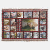 家族写真のコラージュ19 + 一流の赤いバッファローの格子縞 スローブランケット (正面)