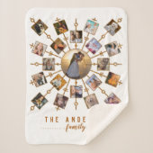 家族写真のコラージュ21の白信号の金ゴールド + 名前 シェルパブランケット (正面)