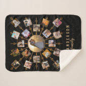 家族写真のコラージュ21の黒信号の金ゴールド + 名前 シェルパブランケット (正面(横))