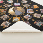 家族写真のコラージュ27の写真のかわいらしく黒い金ゴールド シェルパブランケット (3/4)