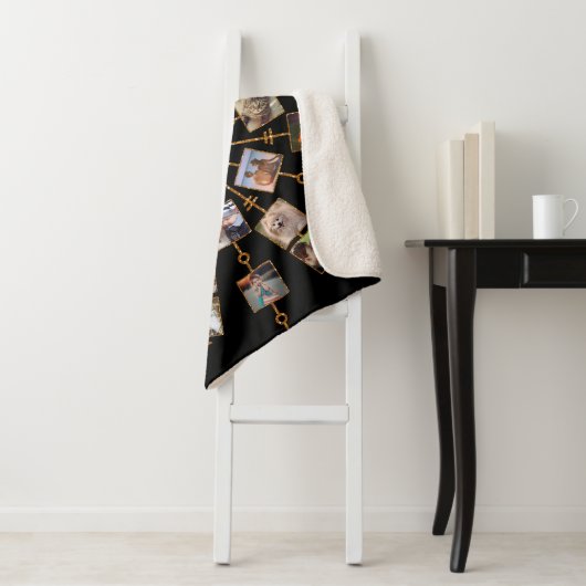 家族写真のコラージュ27の写真のかわいらしく黒い金ゴールド シェルパブランケット (インサイチュ)