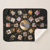 家族写真のコラージュ27の写真のかわいらしく黒い金ゴールド シェルパブランケット (正面(横))