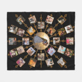 家族写真のコラージュ27の写真のかわいらしく黒い金ゴールド フリースブランケット (正面(横))