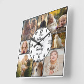家族写真のコラージュ8のInstagramの写真の楕円形の名前 スクエア壁時計 (傾斜)