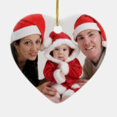 家族写真のハートのカスタムな文字のクリスマスのオーナメント セラミックオーナメント (裏面)