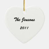 家族写真のハートフレームのクリスマスのオーナメント セラミックオーナメント (裏面)