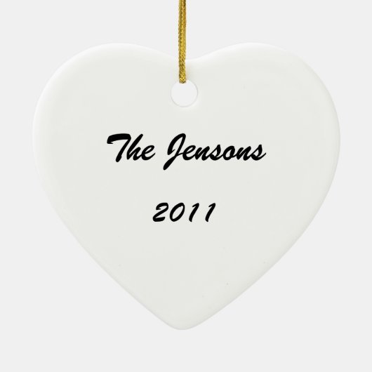 家族写真のハートフレームのクリスマスのオーナメント セラミックオーナメント (裏面)