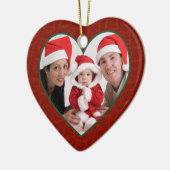 家族写真のハートフレームのクリスマスのオーナメント セラミックオーナメント (左)