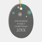 家族写真のメリークリスマスのオーナメントの灰色の水 セラミックオーナメント (裏面)