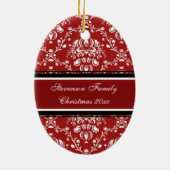 家族写真のメリークリスマスのオーナメントの赤 セラミックオーナメント (裏面)