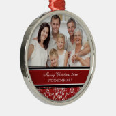 家族写真のメリークリスマスのオーナメントの赤 メタルオーナメント (右)