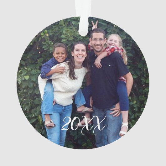 家族写真の休日のクリスマスのオーナメント オーナメント (裏面)