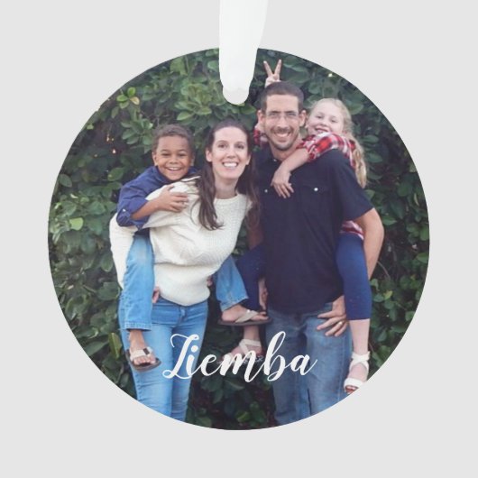 家族写真の休日のクリスマスのオーナメント オーナメント (正面)