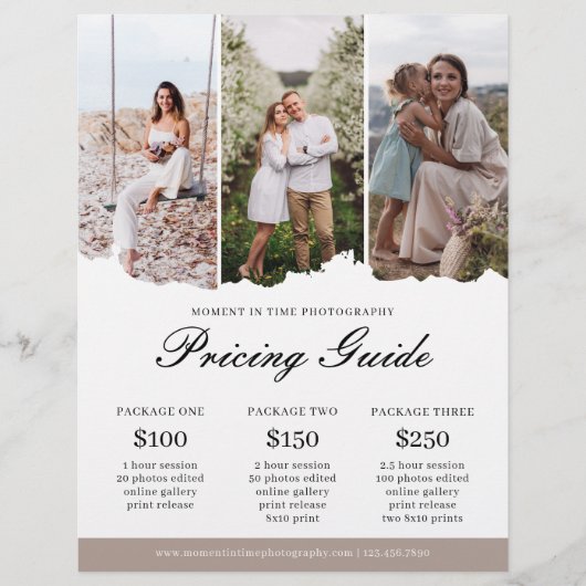 家族写真の写真の価格ガイドリスト チラシ (正面)