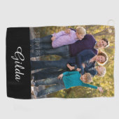 家族写真の原稿のモノグラムのな名前 ゴルフタオル (横)