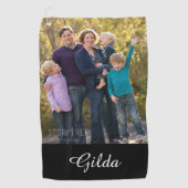 家族写真の原稿のモノグラムのな名前 ゴルフタオル (正面)