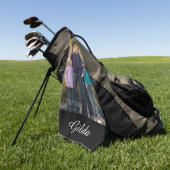 家族写真の原稿のモノグラムのな名前 ゴルフタオル (グリーン)