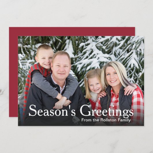 家族写真の基本シーズンの挨拶テンプレート シーズンカード (正面/裏面)