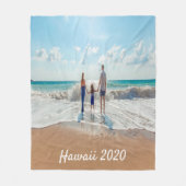 家族写真の夏休み旅行 フリースブランケット (正面)