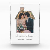 家族写真の家の形の引っ越し祝いパーティーの結婚祝い フォトブロック (正面)