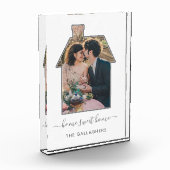 家族写真の家の形の引っ越し祝いパーティーの結婚祝い フォトブロック (左)