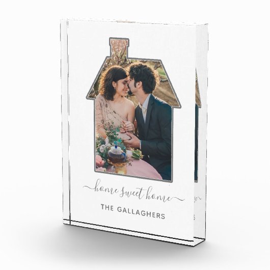 家族写真の家の形の引っ越し祝いパーティーの結婚祝い フォトブロック (右)