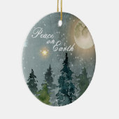 家族写真の平和の地球の水の色のクリスマス セラミックオーナメント (右)