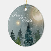 家族写真の平和の地球の水の色のクリスマス セラミックオーナメント (左)