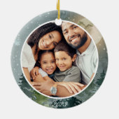家族写真の平和の地球の水の色のクリスマス セラミックオーナメント (裏面)