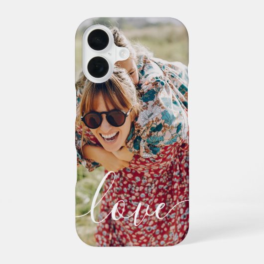 家族写真の手書きラブタイポグラフィ iPhone 16ケース (裏面)