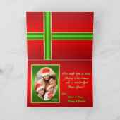 家族写真の挿入物が付いているクリスマスカード シーズンカード (内部)