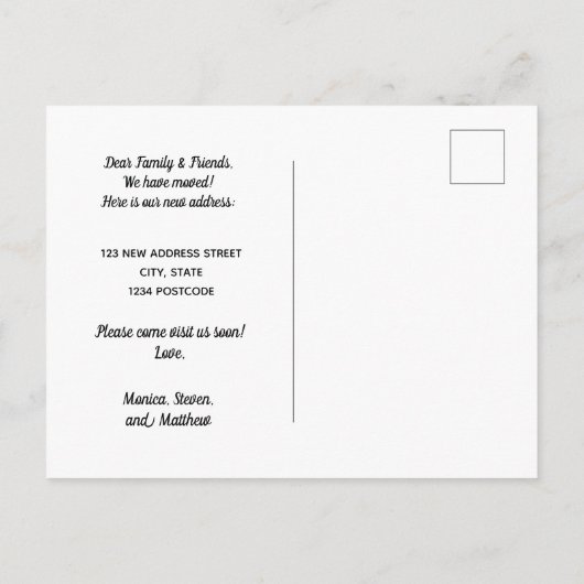 家族写真の新しい自宅住所のお知らせ 案内ポストカード (裏面)