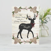 家族写真の素朴で白い木製の農家のクリスマス シーズンカード (スタンド正面)