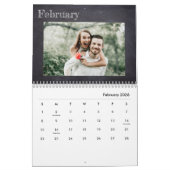 家族写真の黒板コラモダンージ カレンダー (2月 2026)